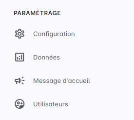Mes premiers pas - Menu Paramétrage
