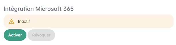 Activer l'intégration Microsoft 365 - Statut inactif