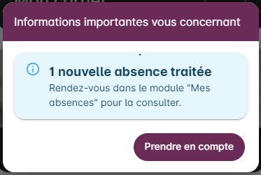 Comment saisir une absence - Notification de traitement