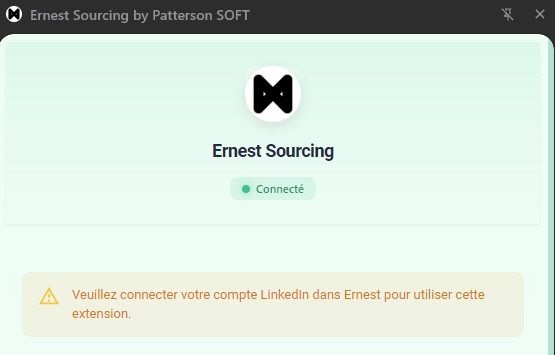 Ernest Sourcing - Message d'avertissement LinkedIn non connecté
