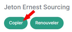 Ernest Sourcing - Mise en avant du bouton de copie du jeton API