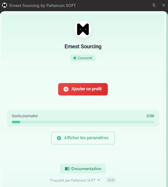 Ernest Sourcing - Ajout d'un profil