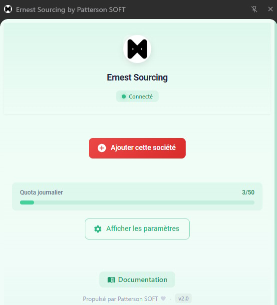 Ernest Sourcing - Ajout d'une société