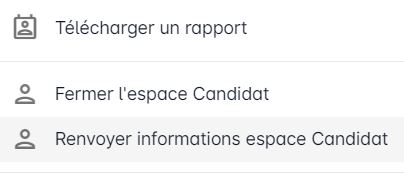 Menu d'actions sur un espace ouvert (fermer / renvoyer identifiants)
