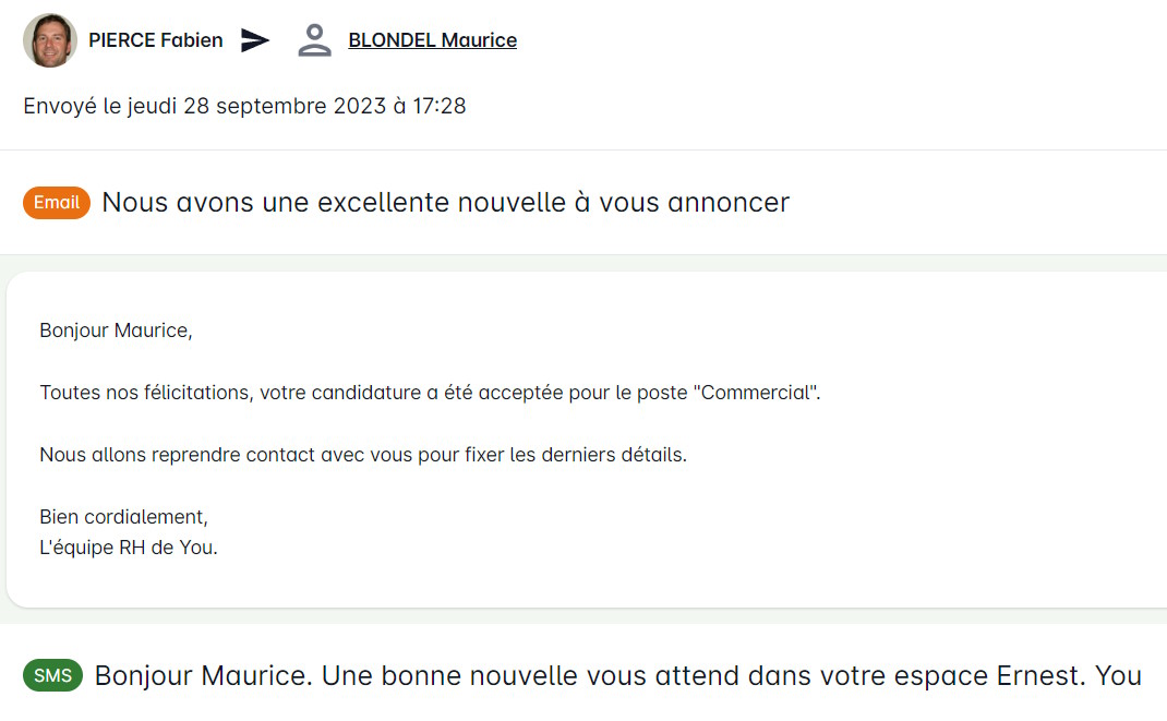 Vue détaillée d'un message