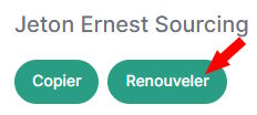 Mise en avant du bouton de renouvellement du jeton API