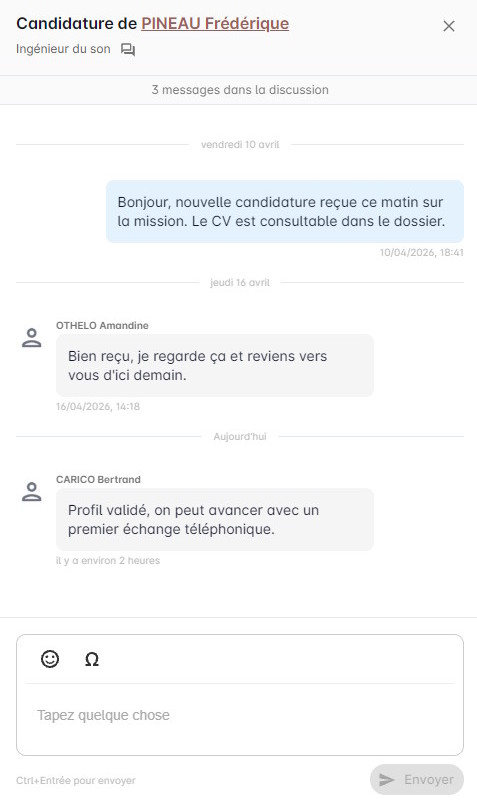 Exemple d'échange de messages dans un fil