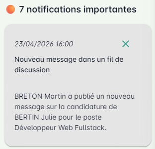 Notification cloche de nouveau message