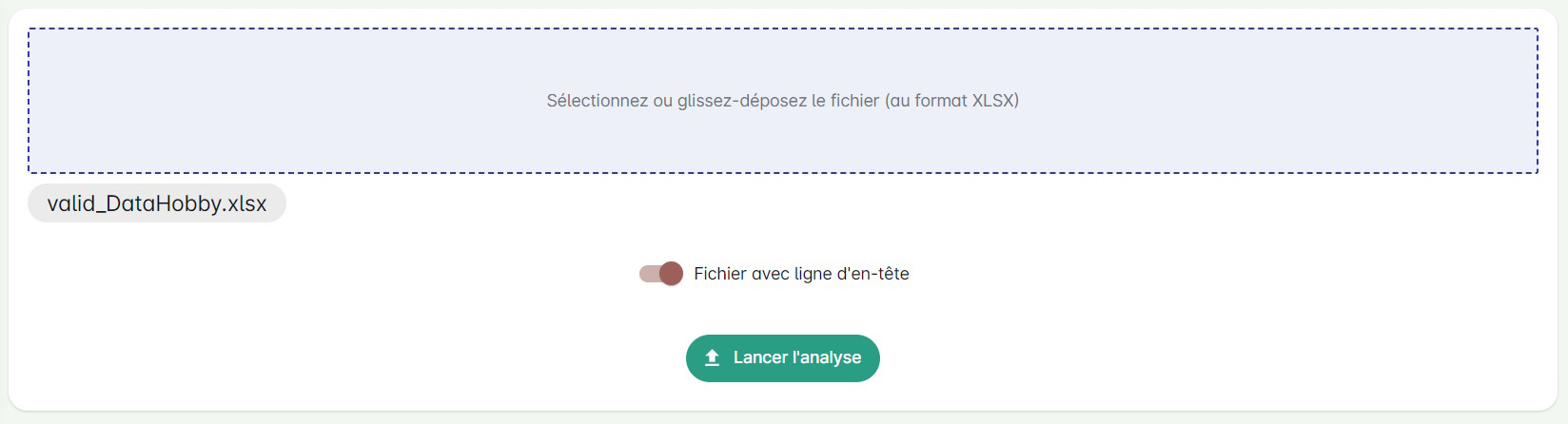 Formulaire de sélection du fichier