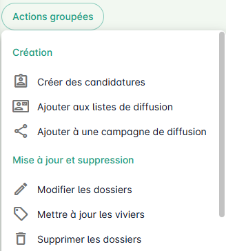 Bouton Actions groupées