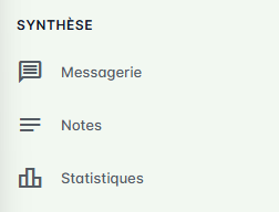 Section Synthèse du menu