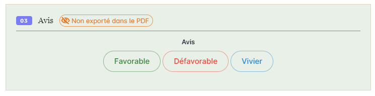 Bloc marqué « Non exporté dans le PDF »