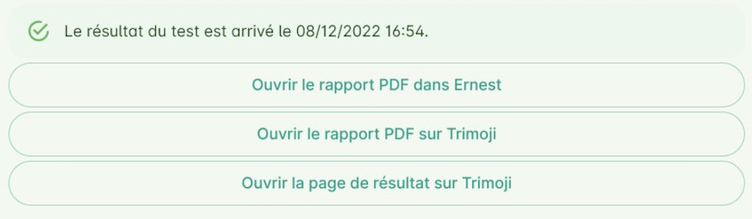 Boutons de consultation des résultats Trimoji