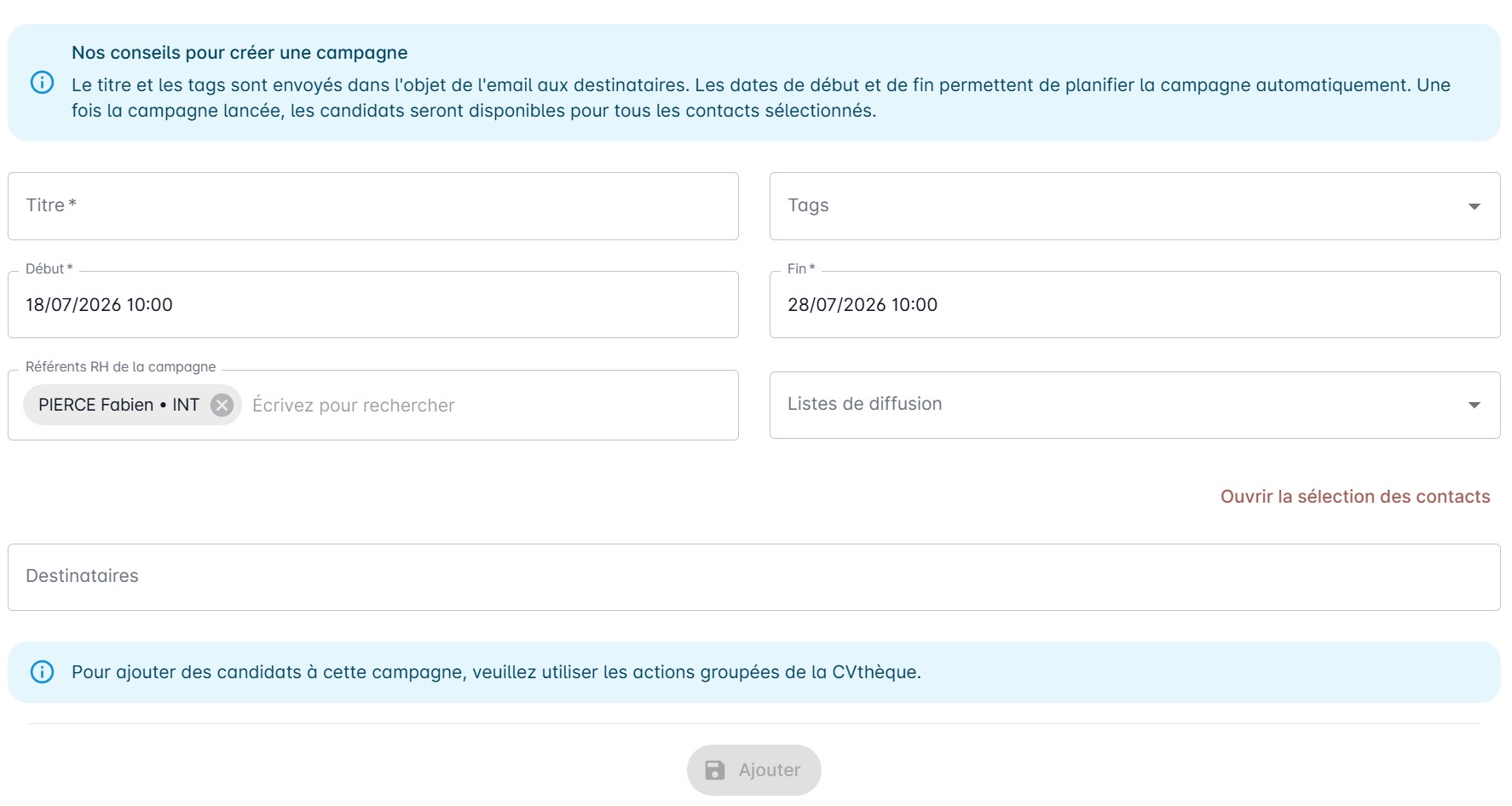 Formulaire de création