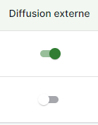 Onglet Documents d'une offre avec interrupteur Diffusion externe pour partager un document avec l'espace opérationnel